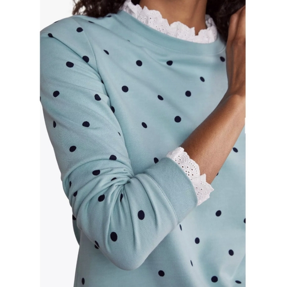 Boden Holly Sweatshirt Ice Blue Polka Dot - Picture 3 of 9